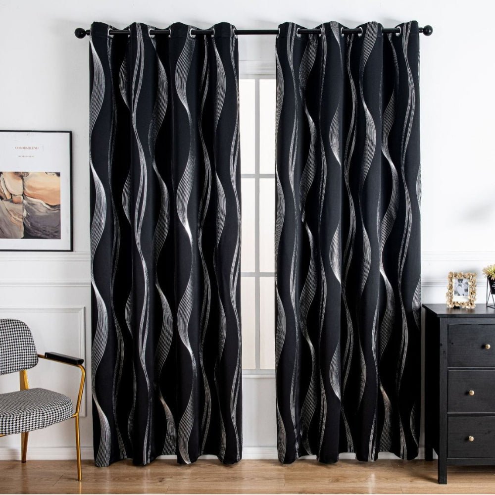 Milli Arts – Elegant Wave - Patterned Blackout Drapes in Deep Tones for a Touch of Modern Cozy Interiors - Milli Arts