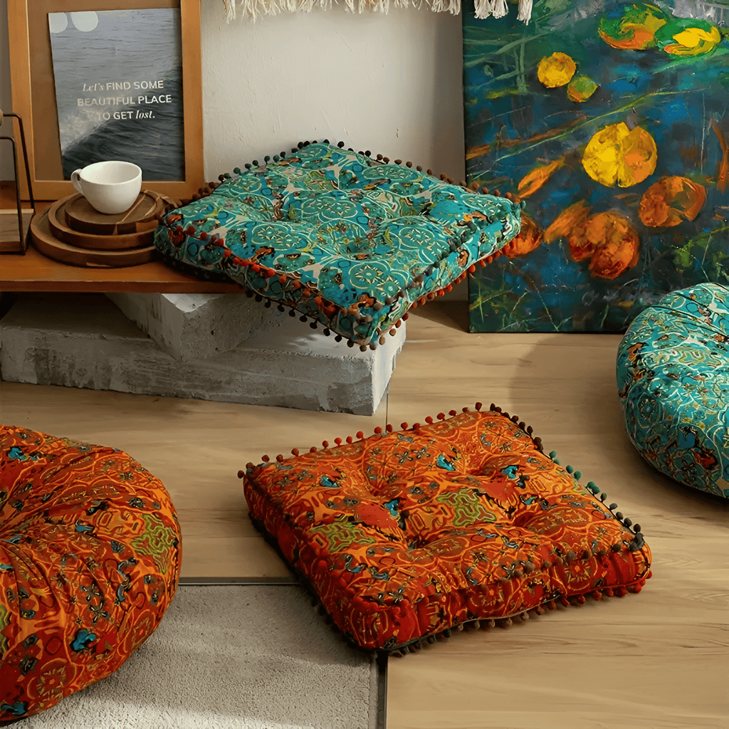 Milli Arts – Luxurious Bohemian Embroidered Floor Cushion for a Cozy Retreat - Milli Arts