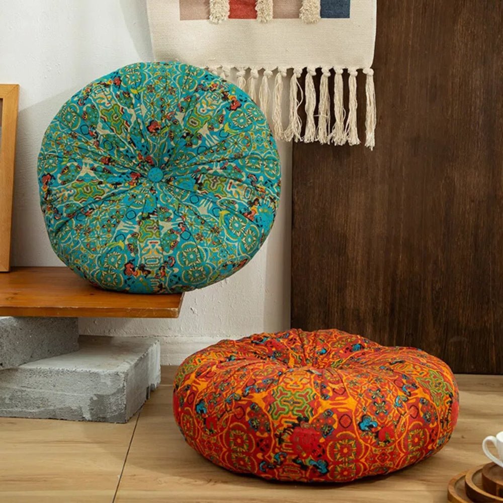 Milli Arts – Luxurious Round Velvet Meditation Cushion for Tranquil Moments - Milli Arts