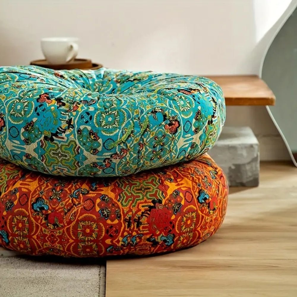 Milli Arts – Luxurious Round Velvet Meditation Cushion for Tranquil Moments - Milli Arts