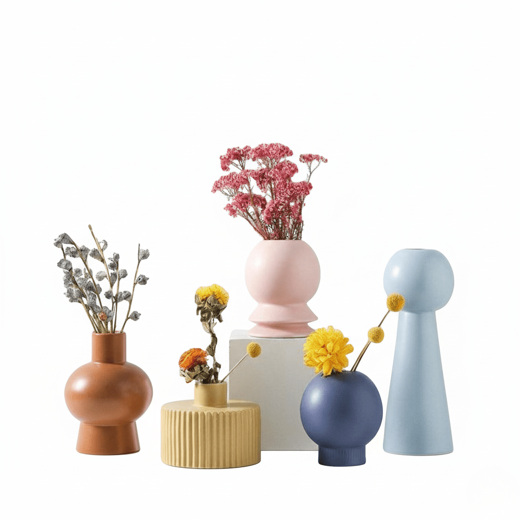 Milli Arts – Modern Pastel Ceramic Vase Set - Milli Arts